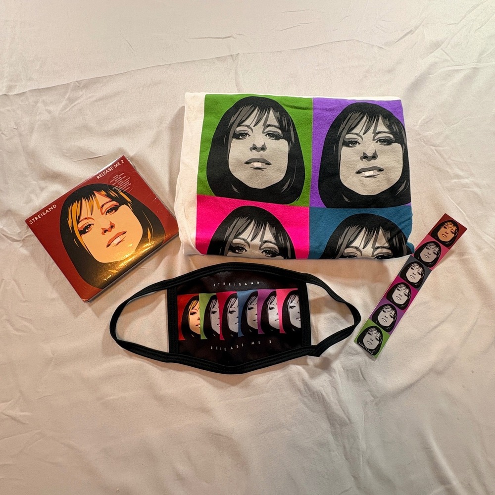 Barbra‎ Streisand Release Me 2 Bundle T-Shirt Large CD Mask Bookmark Music Merch